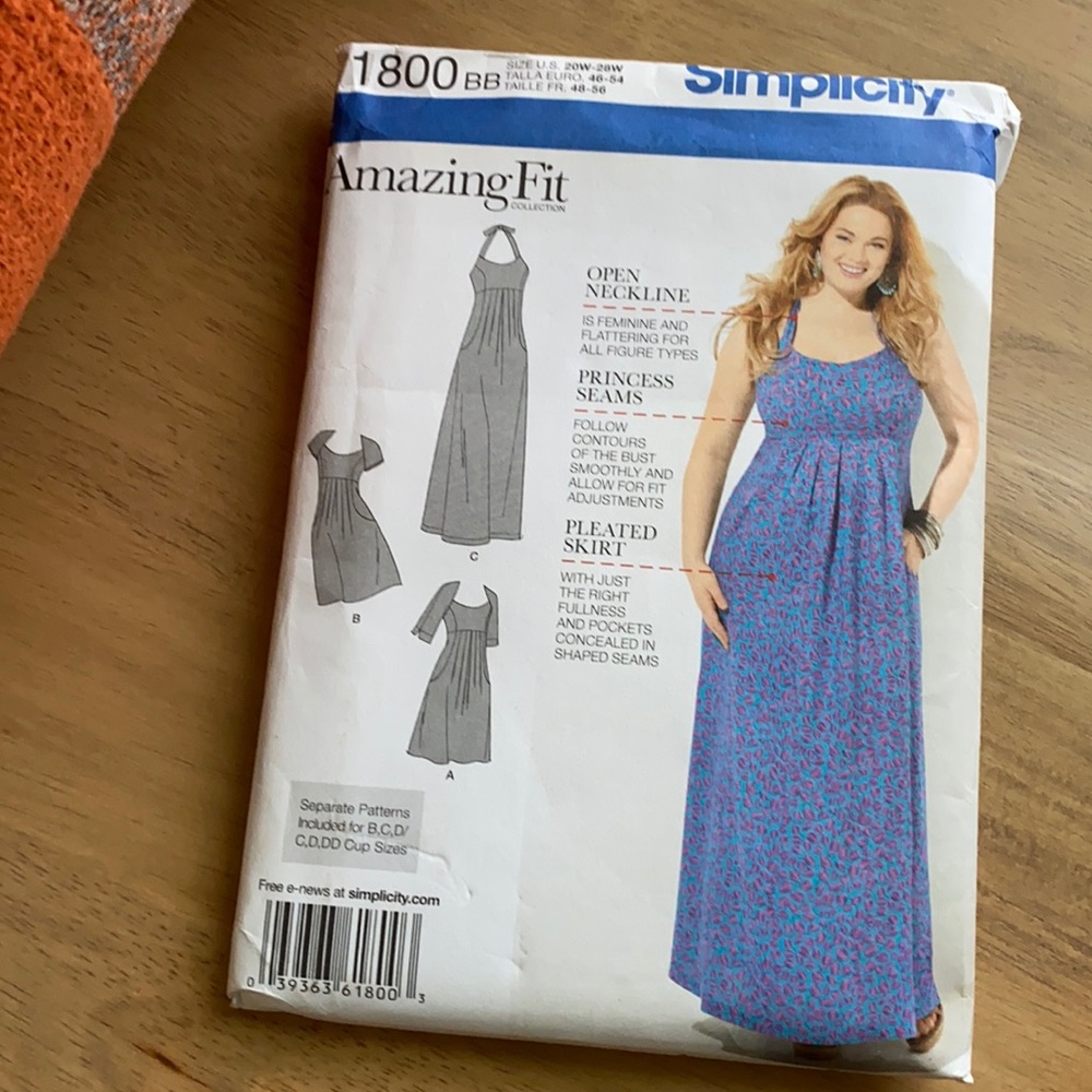 Simplicity Sewing Pattern Maxi Dress 20-28w
